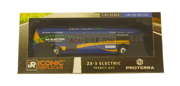 Alexandria DASH Route 35 to Pentagon 1/87 Scale Proterra ZX5 Electric Transit Bus Diecast Model