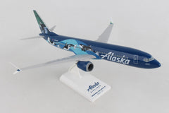 Skymarks Alaska Airlines Boeing 737 MAX 9 N932AK Orca Livery 1/130 Model Plane with Stand