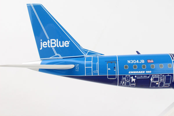 Skymarks JetBlue Embraer E190 1/100 Scale with Stand Blueprint Livery N304JB