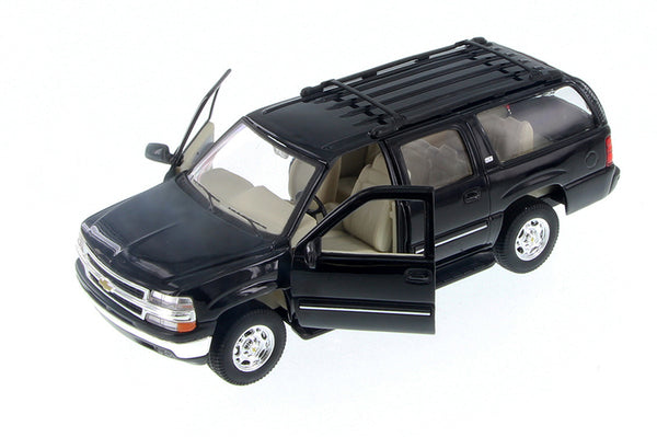 Black 2001 Chevrolet Suburban 1/27 Scale Diecast Model with Window Box by Welly