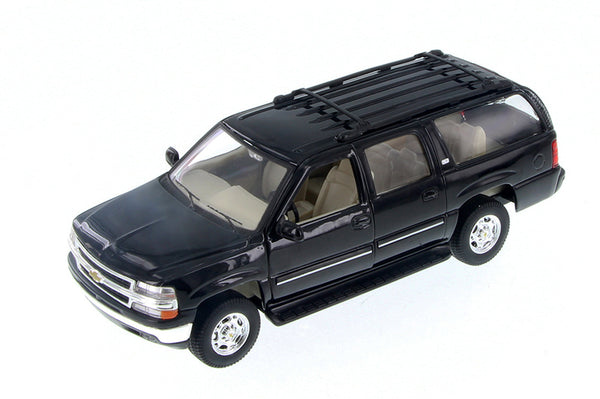 Black 2001 Chevrolet Suburban 1/27 Scale Diecast Model with Window Box by Welly