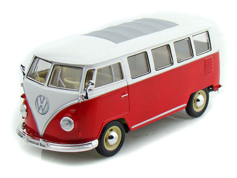 VW T1 Bus, rot/Weiss, 1962, Modellauto, Fertigmodell, Welly 1:24:  : Toys
