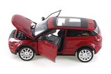 Red 1/24 Scale Land Rover Range Rover Evoque Diecast Model with Window Box