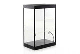 Large LED Light Display Case with 2 Adjustable Shelves (Black) Ideal for 1/24 Scale Cars