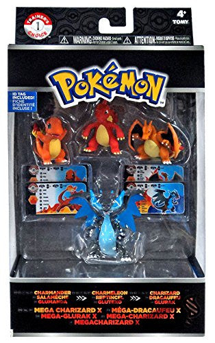 Pokemon Trainer's Choice 4 Pack Charmander, Charmeleon, Charizard & Mega Charizard X Figures