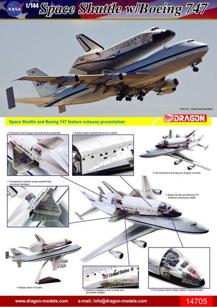 Dragon NASA Space Shuttle "Discovery" w/747-100 SCA 1/144 Scale Model Kit