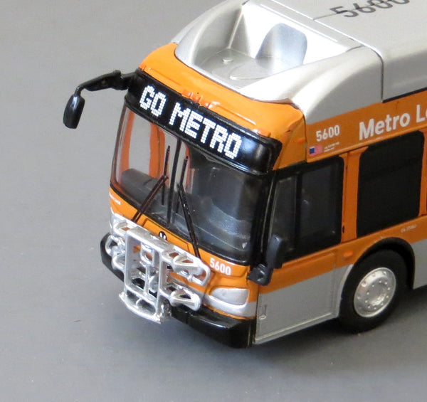 Orange and Silver Los Angeles Metro 1/87 Scale New Flyer Xcelsior CNG Bus