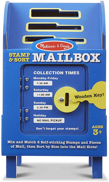 Melissa & Doug Stamp and Sort Wooden Mailbox Activity and Toy, Developmental Toy, Construction, 14 Pieces, 7.5” H x 7.5” W x 13.4” L