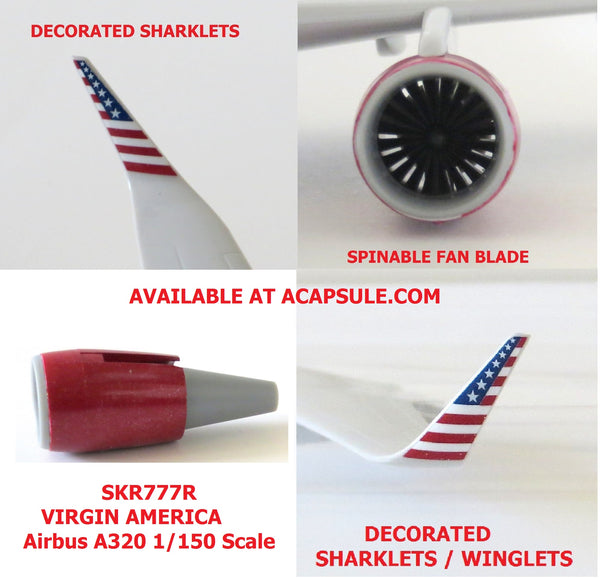 Skymarks Virgin America (Sharklet Verison) A320 1/150 Scale Plane with Stand SKR777A