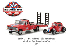 STP The Racer's Edge Ford F-350 Ramp Truck and Topo Car 1/64 Diecast Model by Greenlight