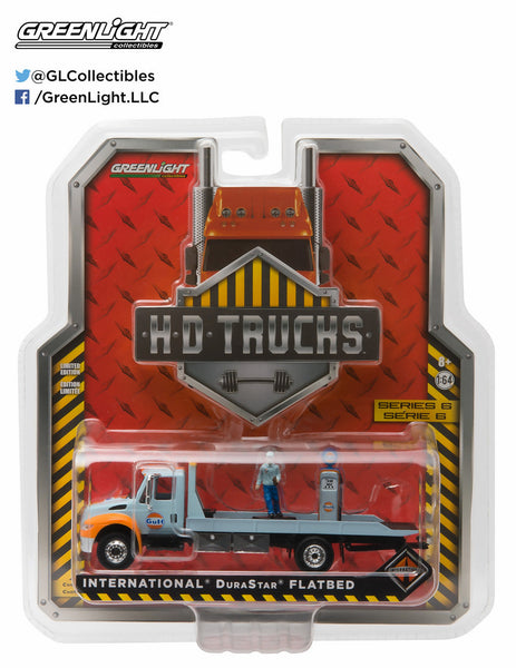 Gulf Oil International Durastar Flatbed Truck 1/64 Diecast with fuel pump and station attendant