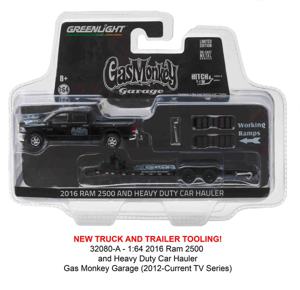 Gas Monkey Garage 2016 Dodge Ram 2500 and Heavy Duty Car Hauler 1/64 Diecast Model