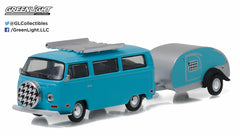 Greenlight Hitch and Tow Series 8 1972 Volkswagen Type 2 Van and Teardrop Trailer 1/64 Diecast Model
