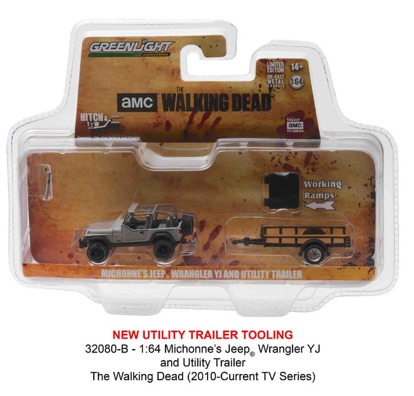 The Walking Dead Michonne's Jeep Wrangler and Utility Trailer 1/64 Diecast Model