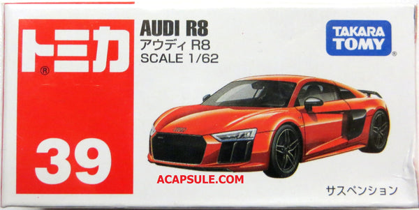 Tomica #39 Audi R8 1/62 Diecast Car by Takara Tomy  (Ships Free)
