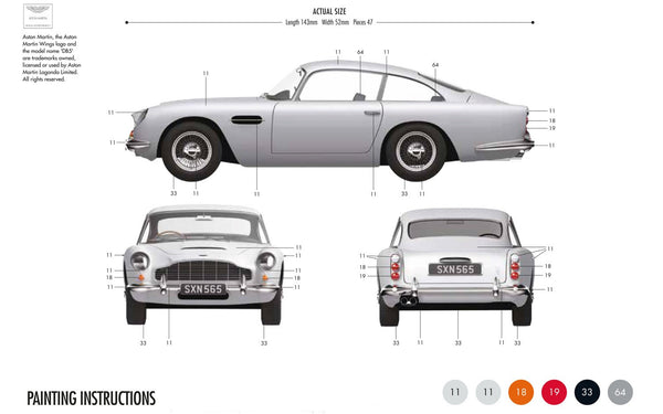 Aston Martin DB5 Starter Set 1:32 Scale (Comes with Paint, Brushes and Glue)