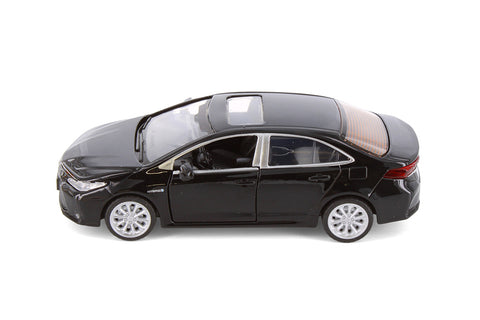 Black Toyota Corolla Diecast Toy with Opening Doors and Pullback Action 1/33 Scale 5 1/2 Inches Long