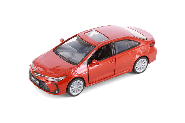 Red Toyota Corolla Diecast Toy with Opening Doors and Pullback Action 1/33 Scale 5 1/2 Inches Long