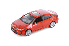 Red Toyota Corolla Diecast Toy with Opening Doors and Pullback Action 1/33 Scale 5 1/2 Inches Long