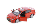 Red Toyota Corolla Diecast Toy with Opening Doors and Pullback Action 1/33 Scale 5 1/2 Inches Long