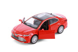 Red Toyota Camry Diecast Toy with Opening Doors and Pullback Action 1/34 Scale 5.6 Inches Long