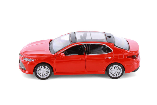 Red Toyota Camry Diecast Toy with Opening Doors and Pullback Action 1/34 Scale 5.6 Inches Long