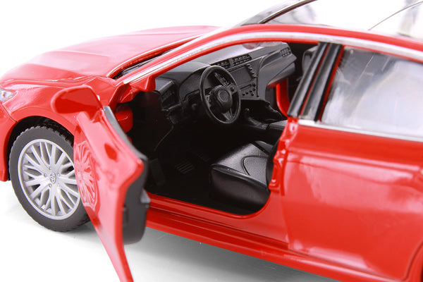 Red Toyota Camry Diecast Toy with Opening Doors and Pullback Action 1/34 Scale 5.6 Inches Long