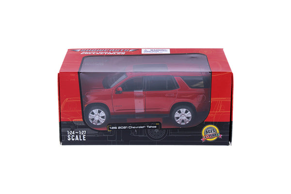 Red 2021 Chevy Tahoe 1/26th Scale Diecast Model with Window Box