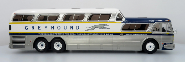 Greyhound Gold Stripe 50th Anniversary 1/43 Scale GM PD-4501 Scenicruiser Coach Bus Model