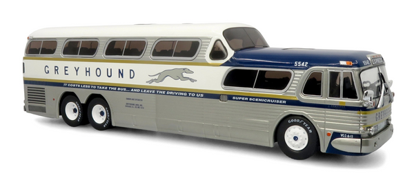 Greyhound Gold Stripe 50th Anniversary 1/43 Scale GM PD-4501 Scenicruiser Coach Bus Model