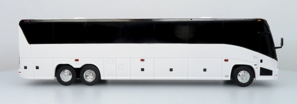 1/50th Scale 10.25 Inches White MCI J4500 Coach - Toy Bus Bank with Rolling Wheels
