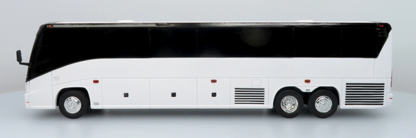 1/50th Scale 10.25 Inches White MCI J4500 Coach - Toy Bus Bank with Rolling Wheels