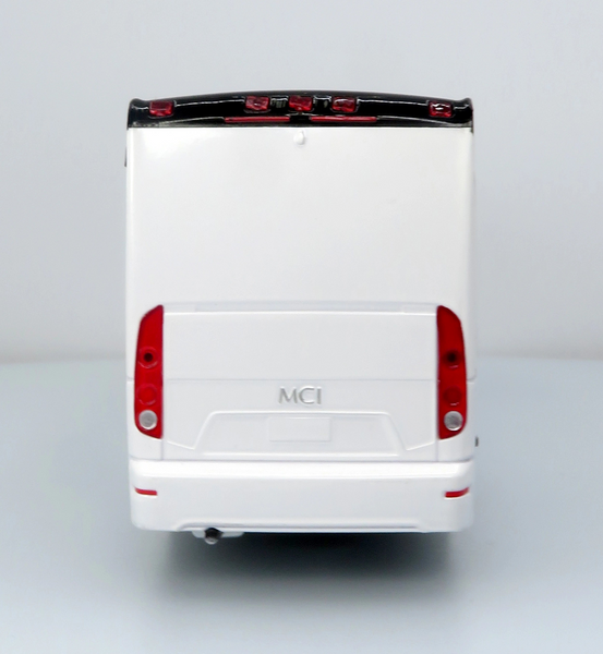 1/50th Scale 10.25 Inches White MCI J4500 Coach - Toy Bus Bank with Rolling Wheels