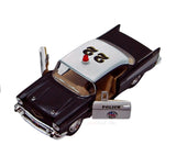 Diecast Black and White 1957 Chevrolet Bel Air Police Car Toy with Pullback Action