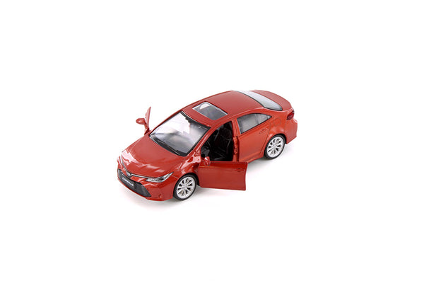 Red Toyota Corolla Diecast Toy with Pullback Action 1/43 Scale 4.25 Inches Long