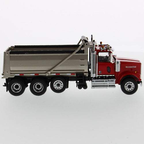 Western Star 4900 SF Dump Truck - Red cab - Matte silver body 1/50 Scale