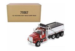 Western Star 4900 SF Dump Truck - Red cab - Matte silver body 1/50 Scale