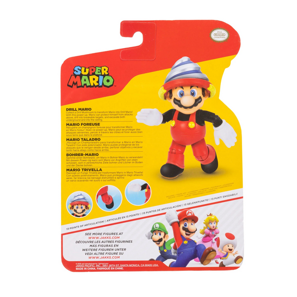 Nintendo Super Mario 4'' Drill Mario with Drill Mushroom Action Figure