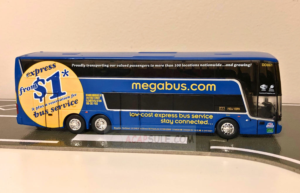 Megabus Bus Model Megabus M22 New York to Boston - 1/87 Scale Van Hool TDX Double Decker ...