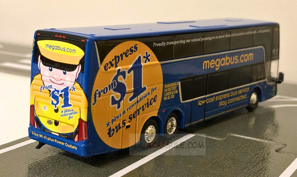 Megabus M22 New York to Boston - 1/87 Scale Van Hool TDX Double Decker Bus Model