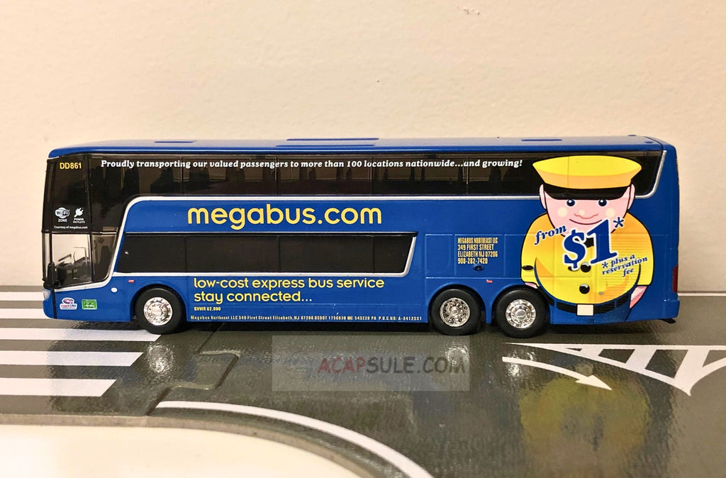 Megabus Bus Model Megabus M22 New York to Boston - 1/87 Scale Van Hool TDX Double Decker ...
