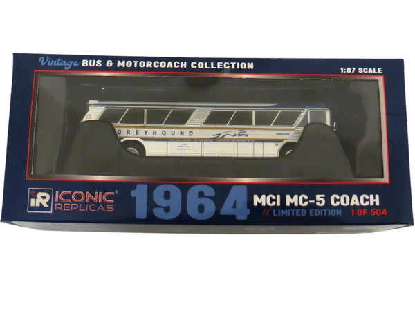 Greyhound 1/87 Scale 1964 MCI MC-5A Coach Bus Diecast Model (Greyhound Gold Stripe - 50th Anniversary)
