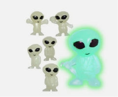 Tiny Glow in the Dark Aliens Lot of 100 (Cake Toppers, Party Favors)