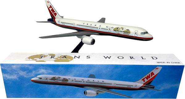 Flight Miniatures TWA Boeing 757-200 Globe Livery 1/200 Scale Model with Stand N701TW