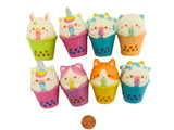 2 Inches Squishy Animal Bubble Tea Figures in Assorted Styles (8 per order)