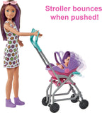 Barbie Skipper Babysitter Doll (Brunette), Stroller, Baby Doll & 5 Accessories