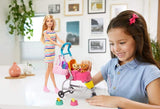 Barbie Pets Stroll & Play Pups Playset with Blonde Doll, Transforming Stroller and Puppies