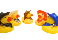 Set of Five 2 Inch Cowboy Hats and Bandana Rubber Duckies