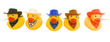 Set of Five 2 Inch Cowboy Hats and Bandana Rubber Duckies