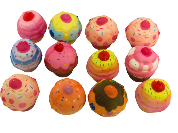 One Dozen 2 Inches Squishy Cupcake Toys in Assorted Styles (12 per order)